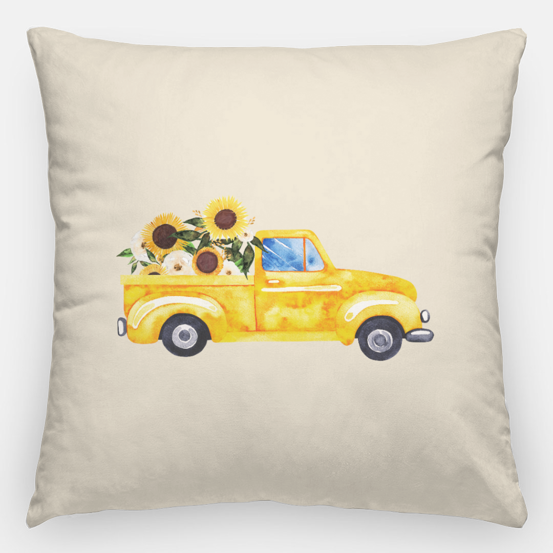 Lifestyle Details - 24x24 Autumn Pillowcase - Yellow Rustic Truck