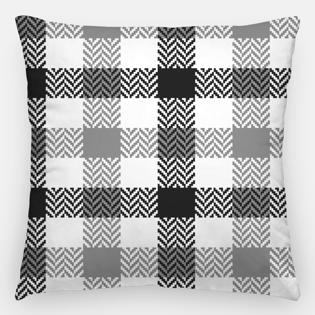 Lifestyle Details - 24x24 Autumn Plaid Pillowcase - Black & Grey