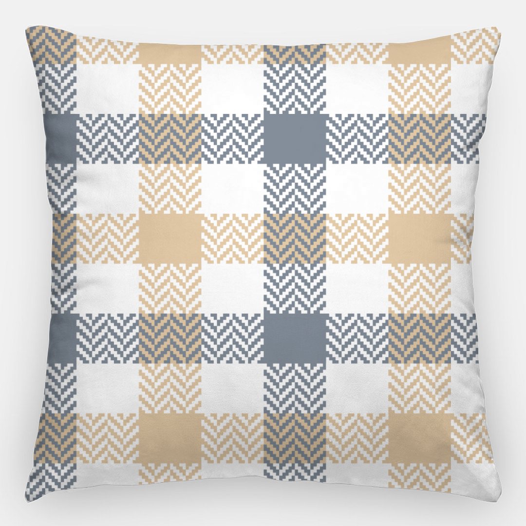 Lifestyle Details - 24x24 Autumn Plaid Pillowcase - Blue Grey & Natural