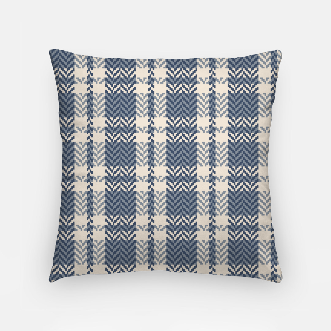 Lifestyle Details - 24x24 Autumn Plaid Pillowcase - Blue & Cream