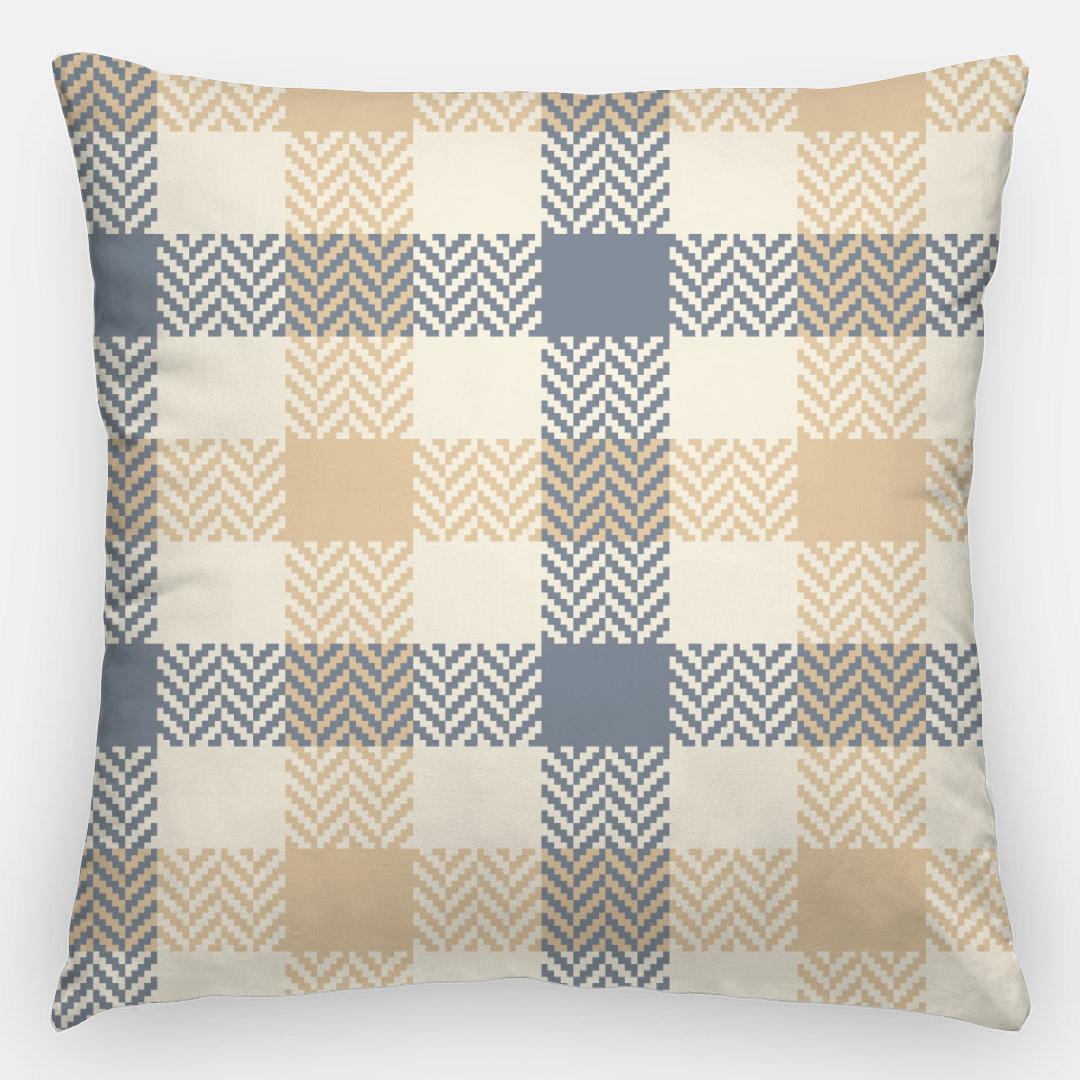 Lifestyle Details - 24x24 Autumn Plaid Pillowcase - Blue & Natural