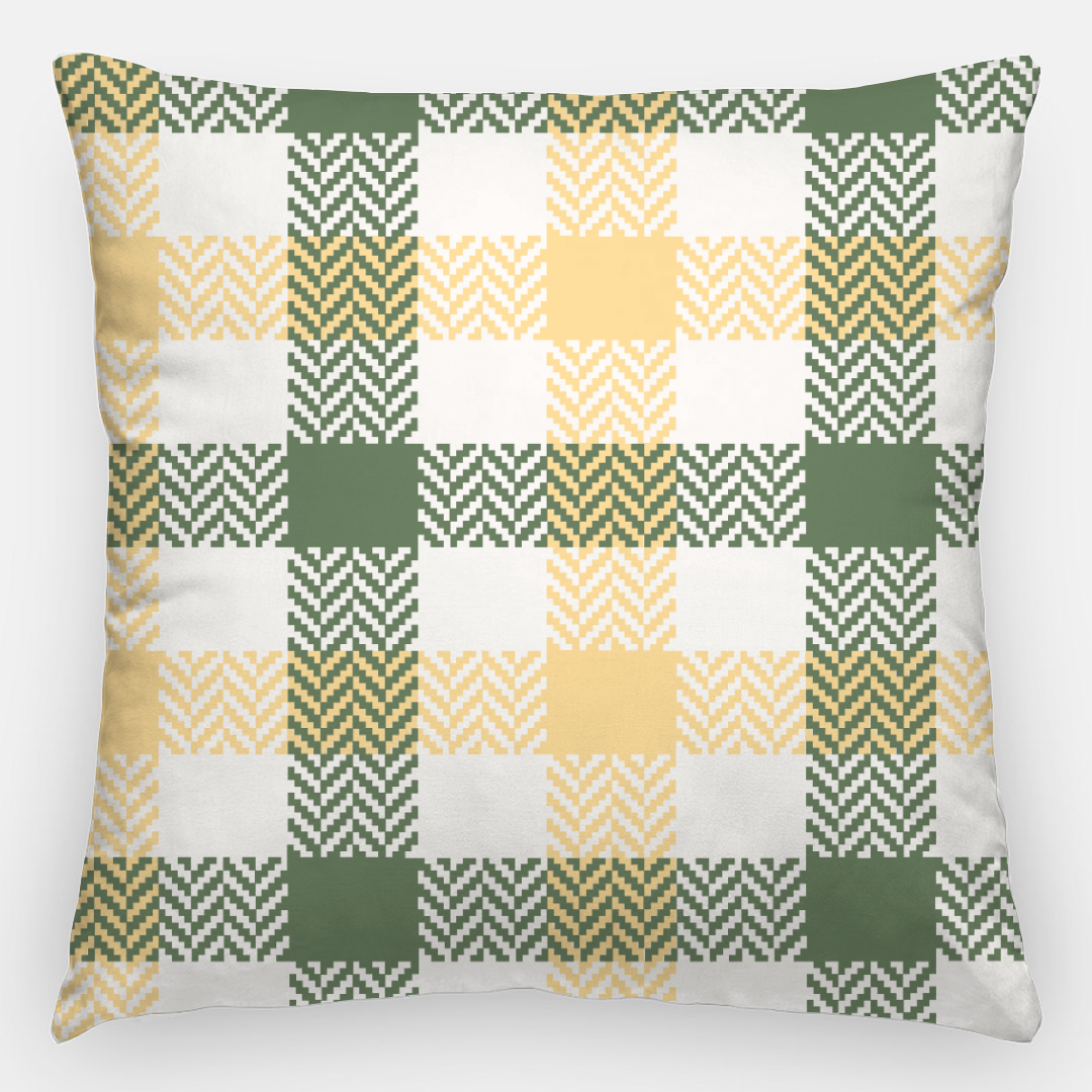Lifestyle Details - 24x24 Autumn Plaid Pillowcase - Green & Yellow