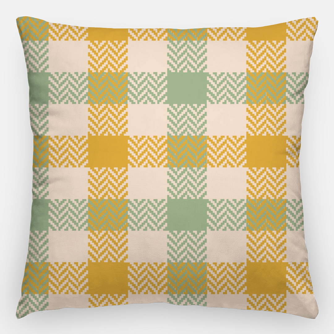 Lifestyle Details - 24x24 Autumn Plaid Pillowcase - Yellow & Green