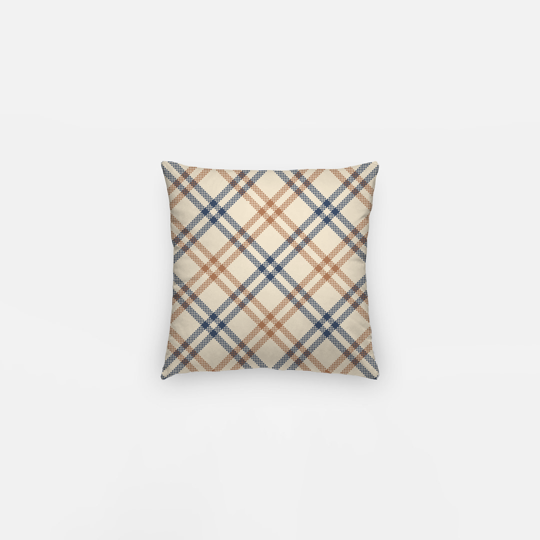 Lifestyle Details - Autumn Diagonal Plaid Pillowcase - Brown & Blue