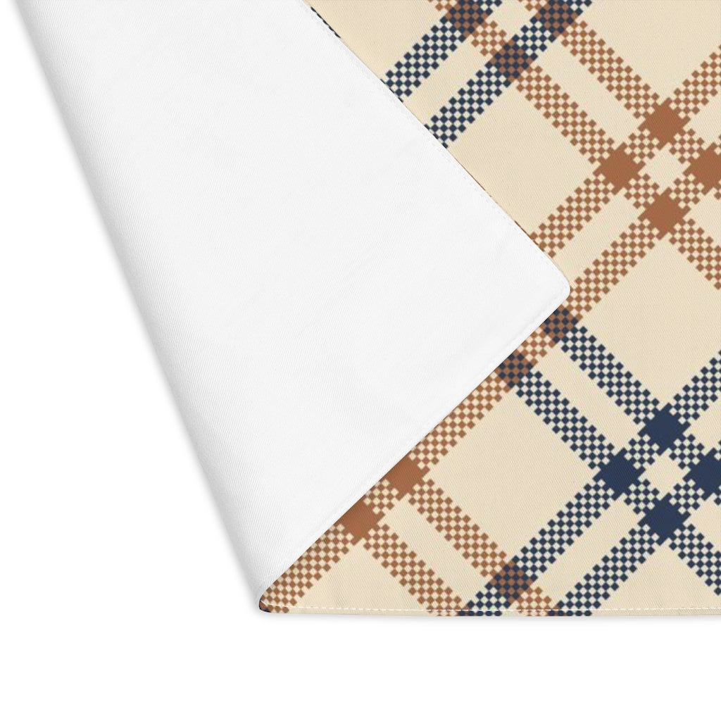 Lifestyle Details - Autumn Diagonal Plaid Table Placemat - Brown & Blue - Front View