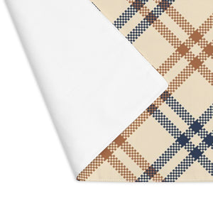 Lifestyle Details - Autumn Diagonal Plaid Table Placemat - Brown & Blue - Flipped
