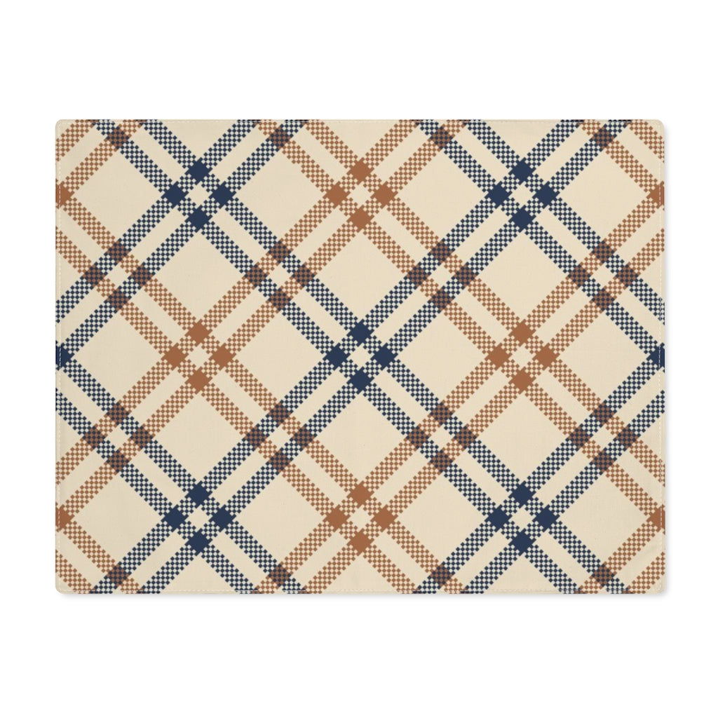 Lifestyle Details - Autumn Diagonal Plaid Table Placemat - Brown & Blue - Front View