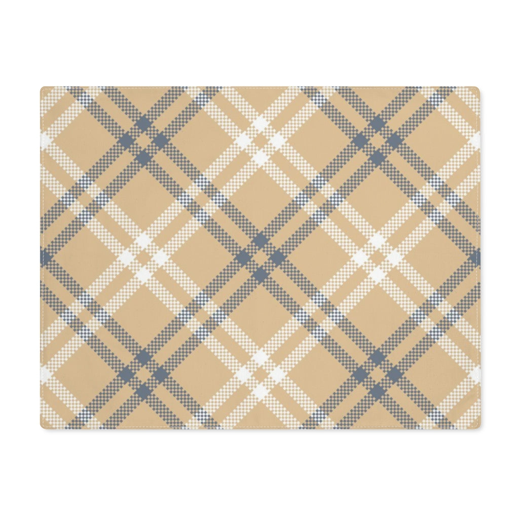 Lifestyle Details - Autumn Diagonal Plaid Table Placemat - White & Blue - Front View
