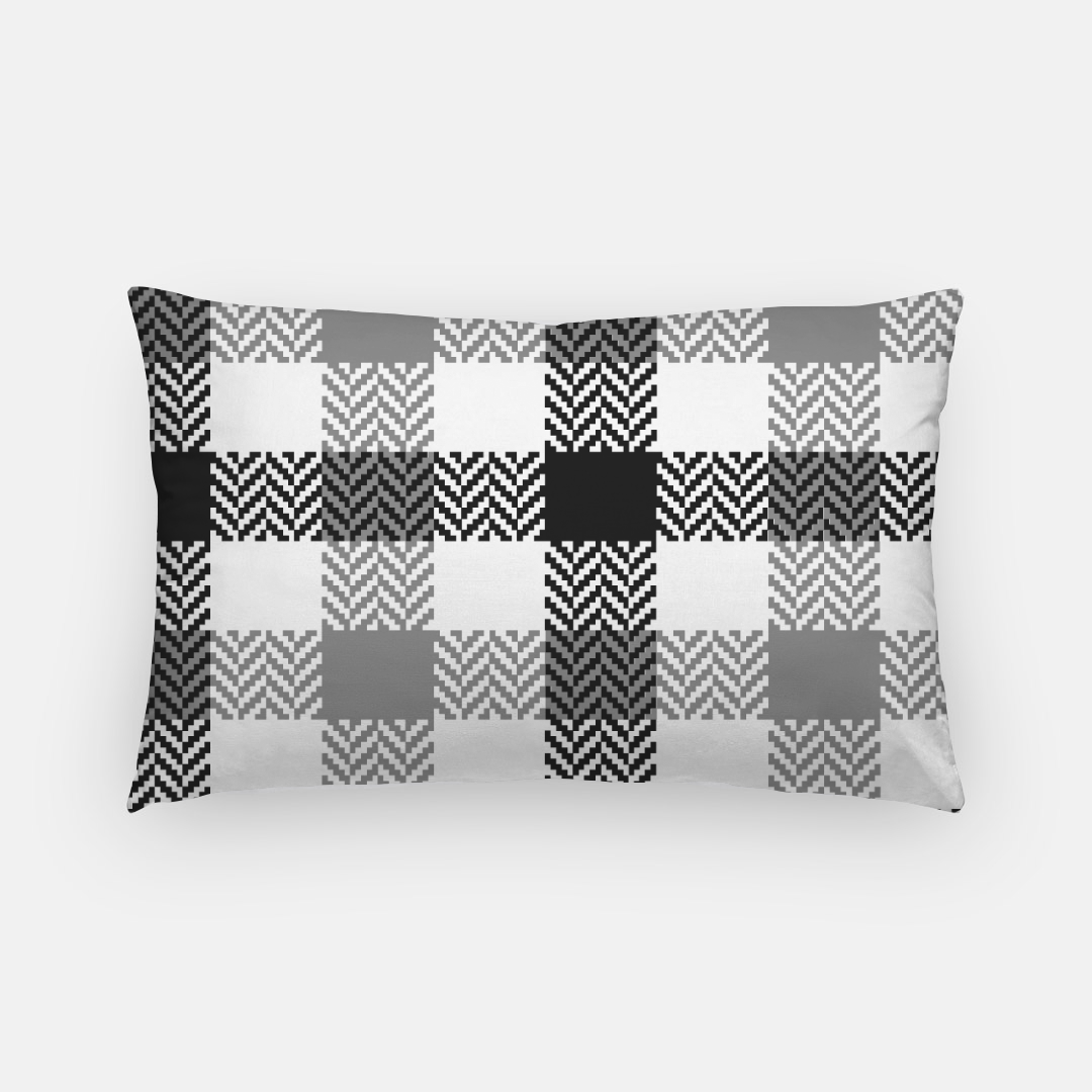 Lifestyle Details - Autumn Plaid Lumbar Pillowcase - Black & Grey