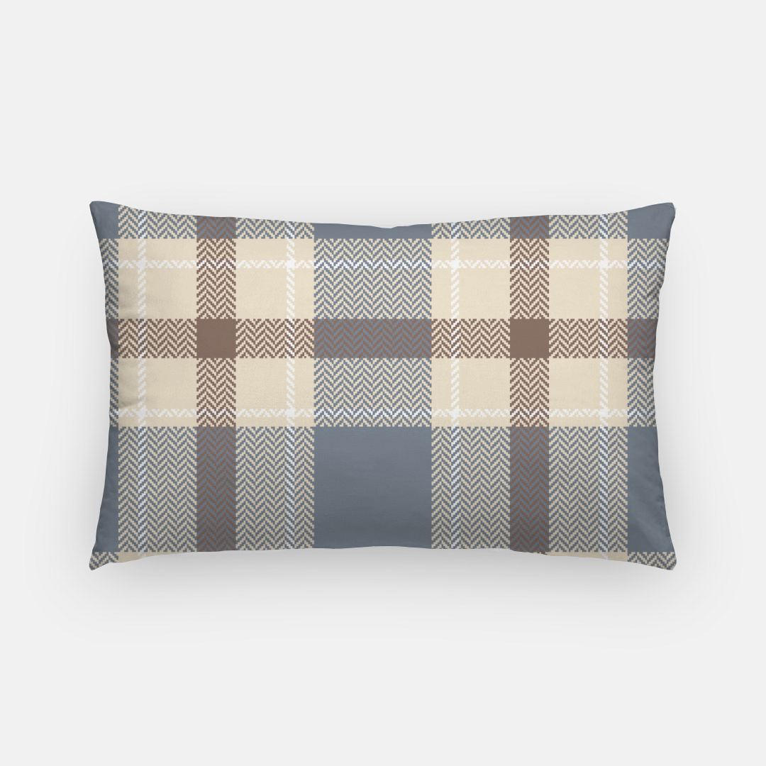 Lifestyle Details - Autumn Plaid Lumbar Pillowcase - Blue & Brown