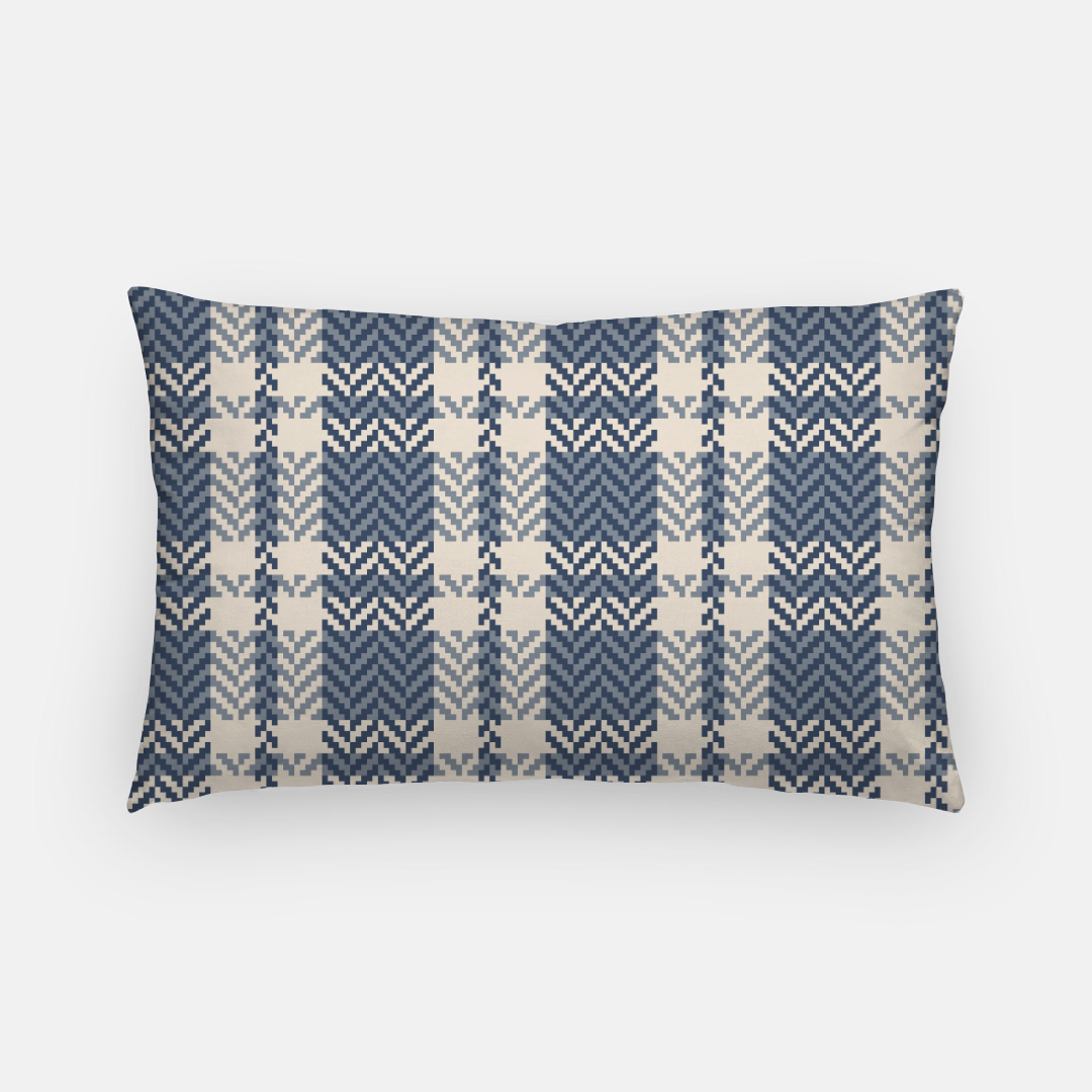 Lifestyle Details - Autumn Plaid Lumbar Pillowcase - Blue & Cream