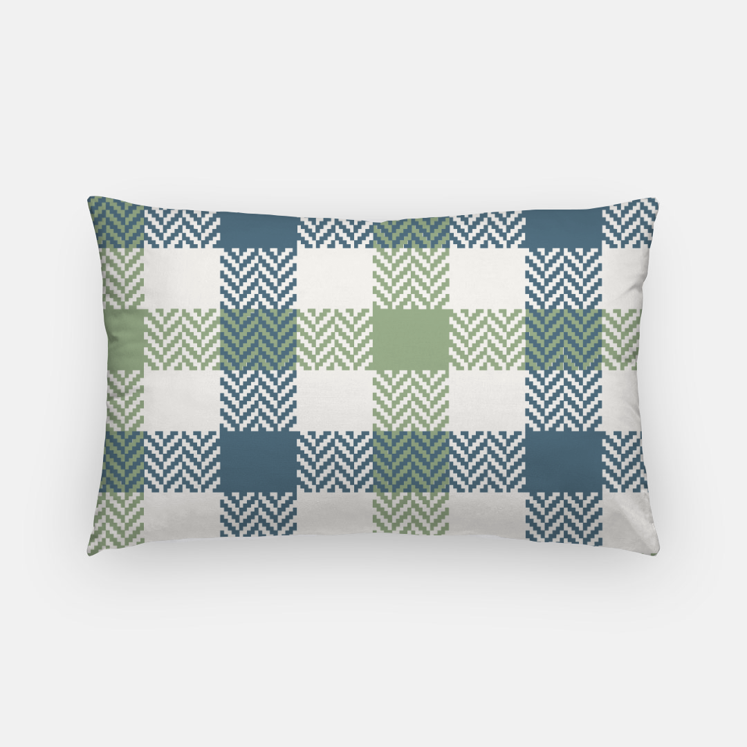 Lifestyle Details - Autumn Plaid Lumbar Pillowcase - Blue & Green