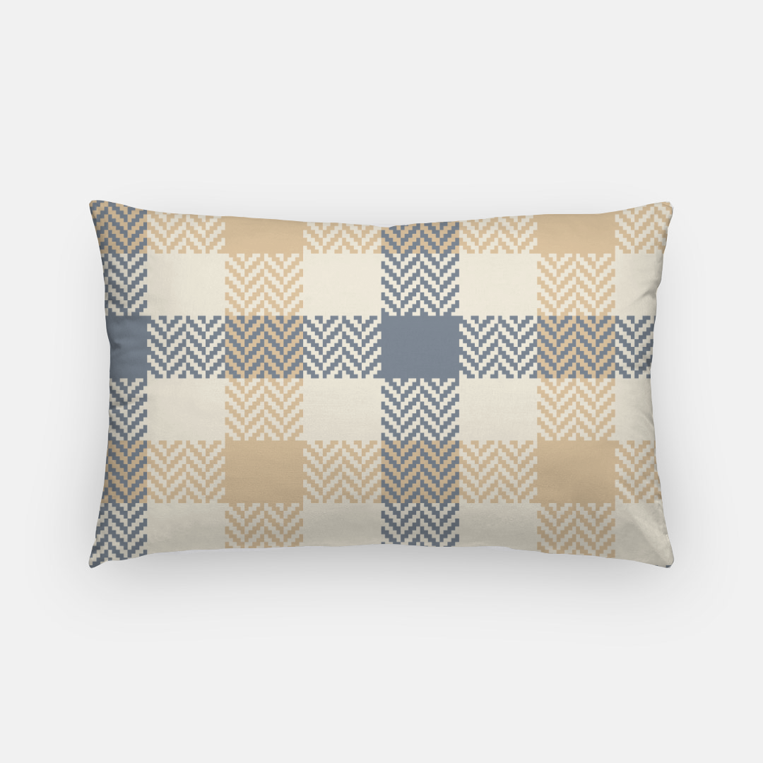 Lifestyle Details - Autumn Plaid Lumbar Pillowcase - Blue & Natural