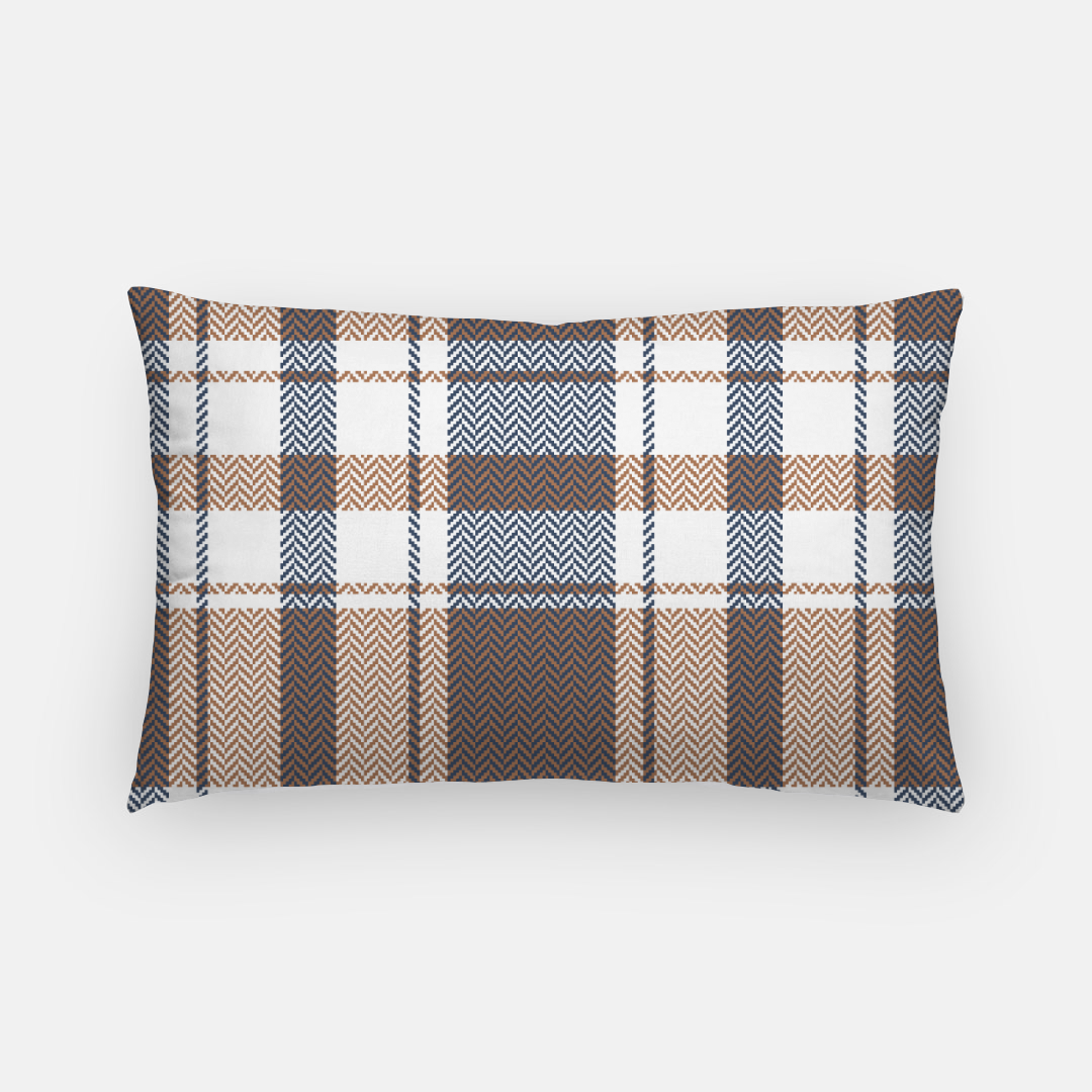 Lifestyle Details - Autumn Plaid Lumbar Pillowcase - Brown & Navy