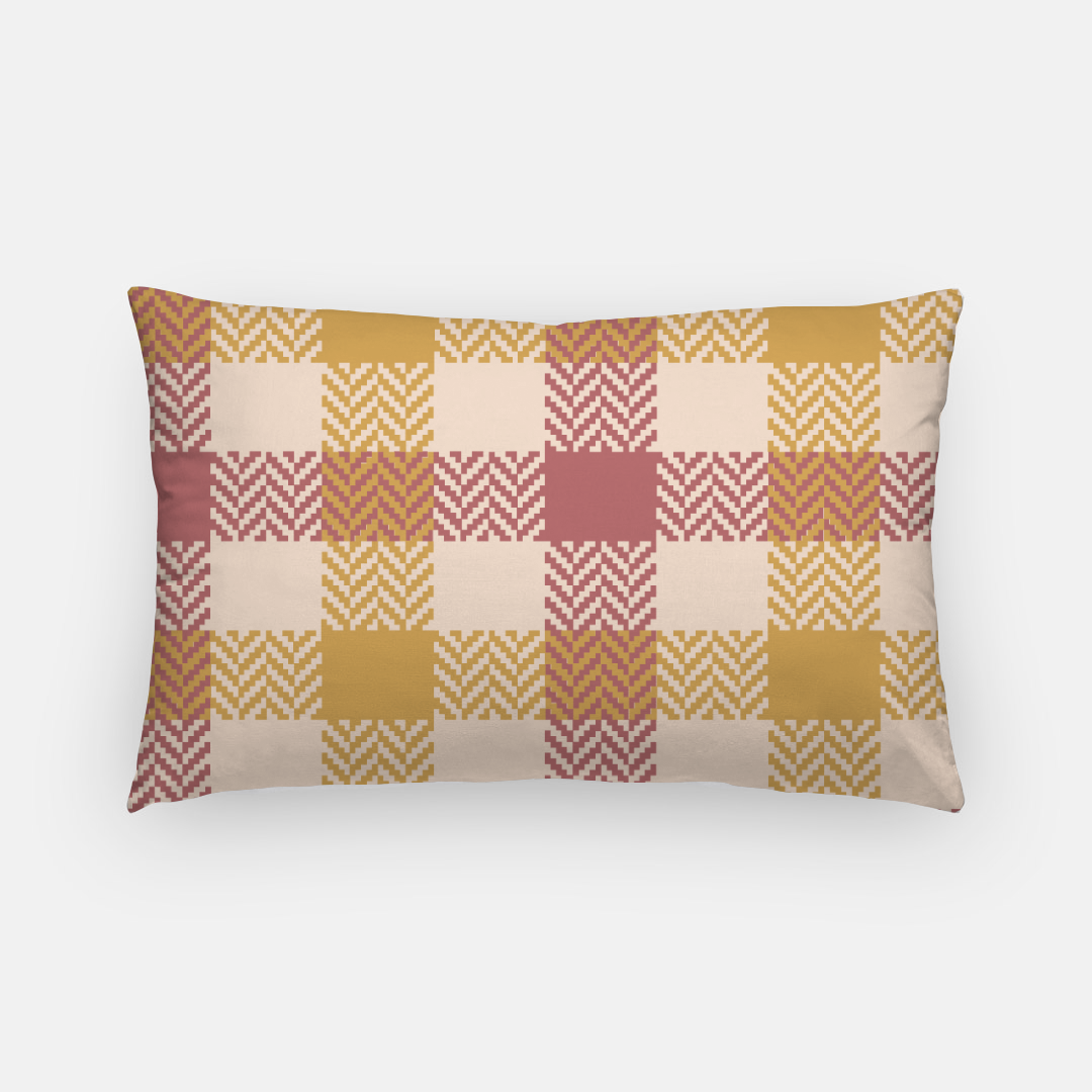 Lifestyle Details - Autumn Plaid Lumbar Pillowcase - Red & Orange