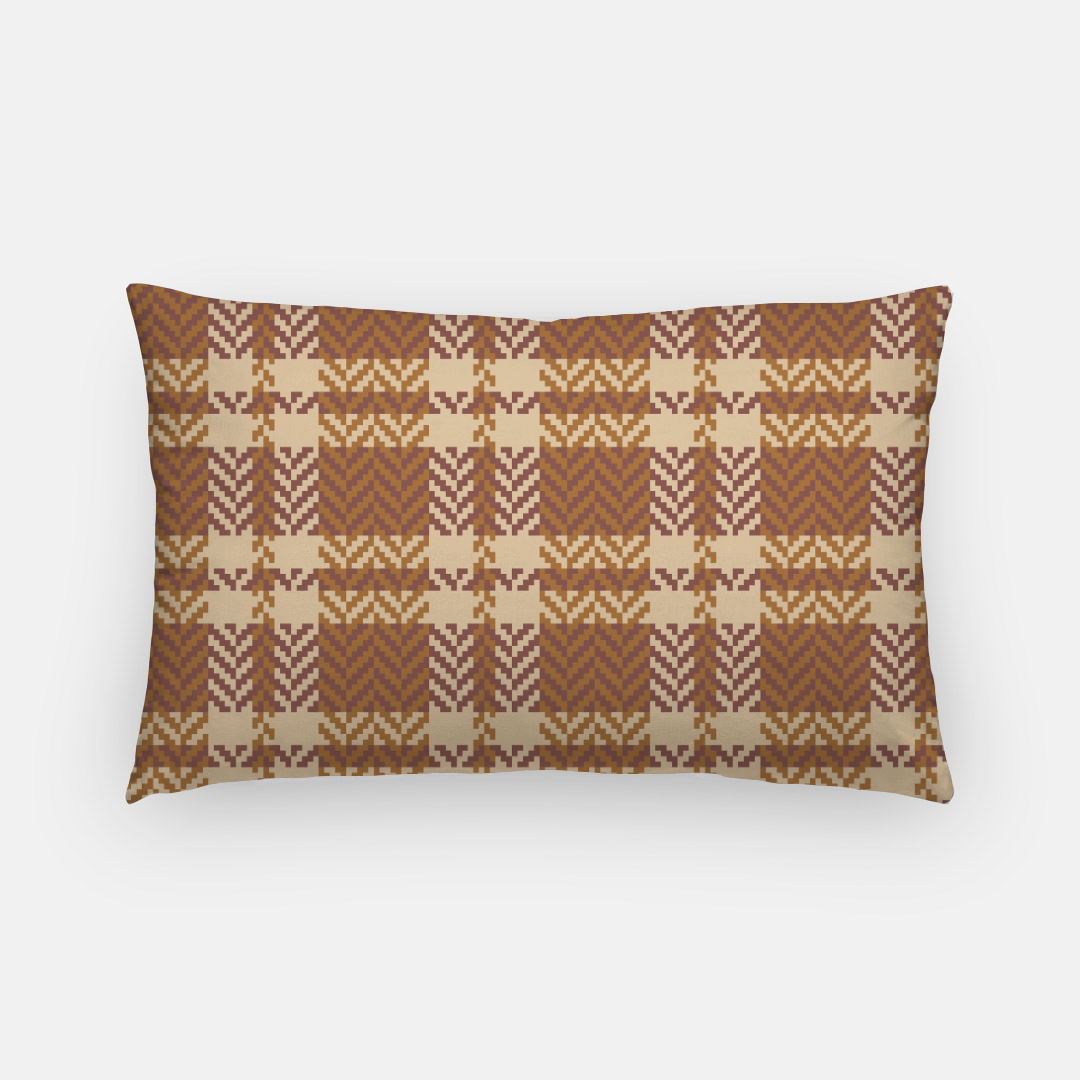 Lifestyle Details - Autumn Plaid Lumbar Pillowcase - Rust & Cream