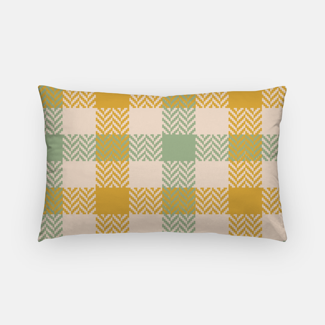 Lifestyle Details - Autumn Plaid Lumbar Pillowcase - Yellow & Green