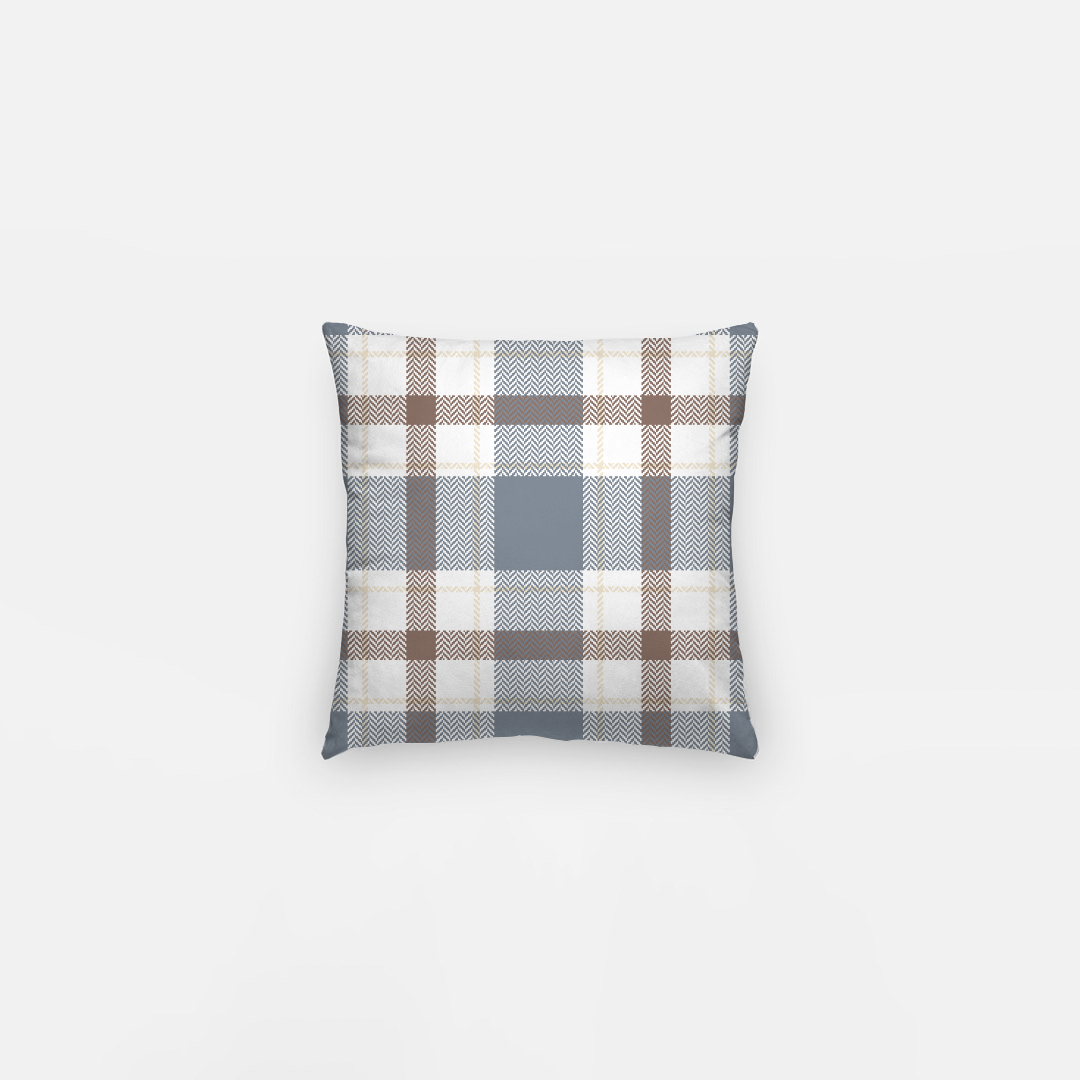 Lifestyle Details - Autumn Plaid Pillowcase - Blue Grey & Brown