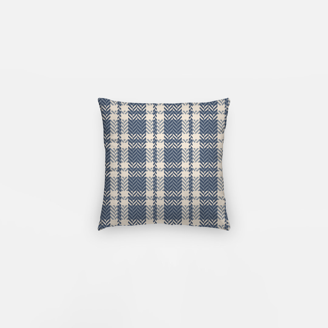 10"x10" Autumn Plaid Pillowcase - Blue & Cream