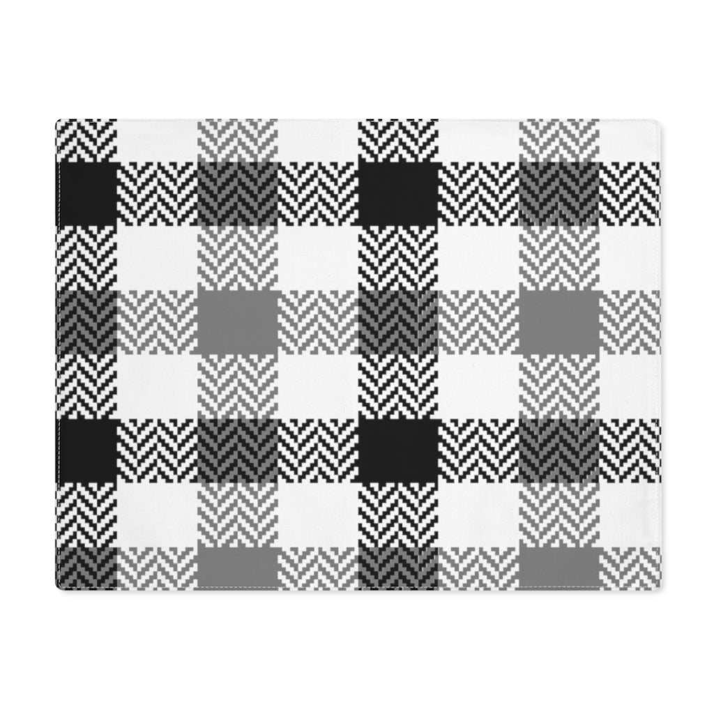 Lifestyle Details - Autumn Plaid Table Placemat - Black & Grey - Front View