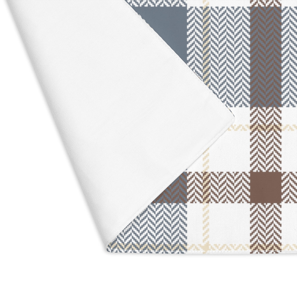 Lifestyle Details - Autumn Plaid Table Placemat - Blue & Brown - Flipped