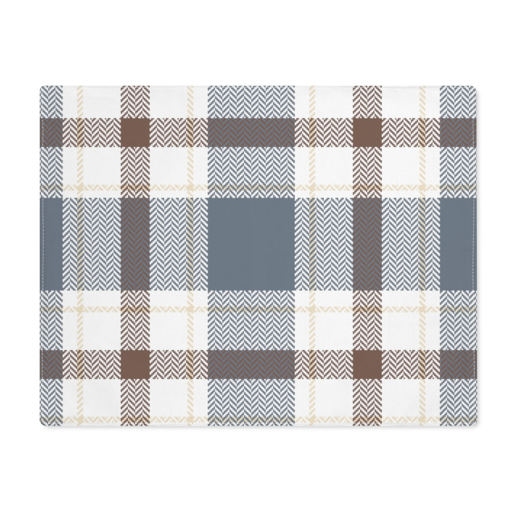 Lifestyle Details - Autumn Plaid Table Placemat - Blue & Brown - Front View
