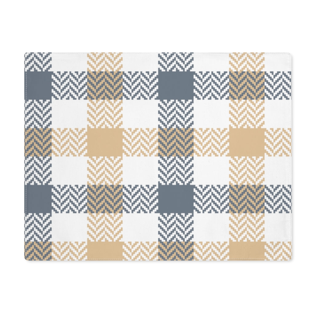 Lifestyle Details - Autumn Plaid Table Placemat - Blue & Cream - Front View
