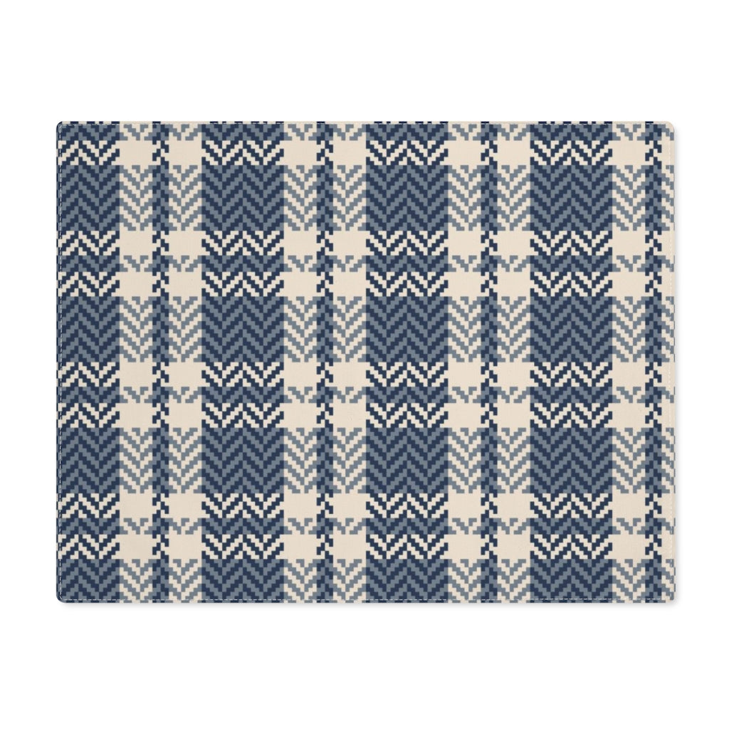 Lifestyle Details - Autumn Plaid Table Placemat - Blue & Cream - Front View
