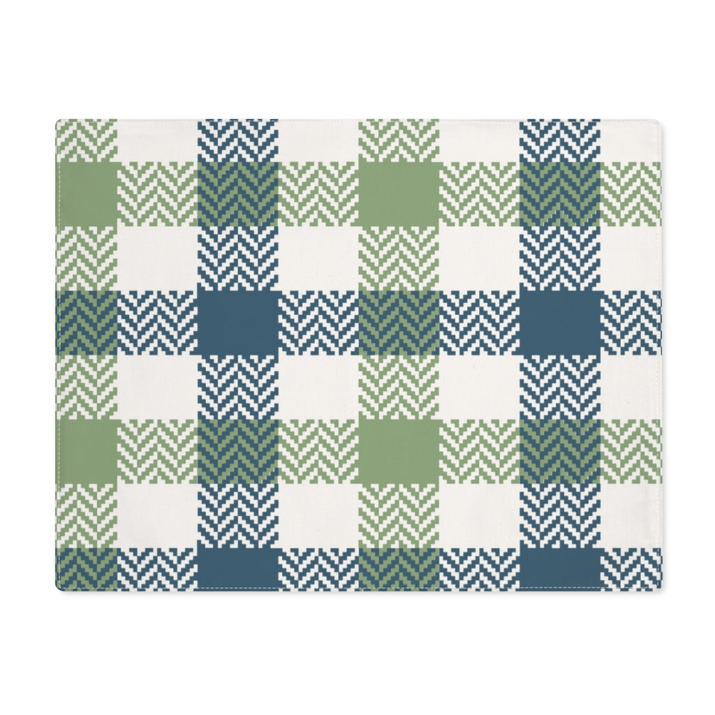 Lifestyle Details - Autumn Plaid Table Placemat - Blue & Green - Front View