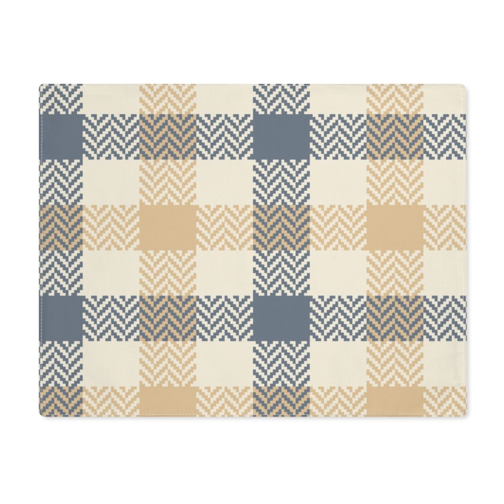 Lifestyle Details - Autumn Plaid Table Placemat - Blue & Natural - Front View