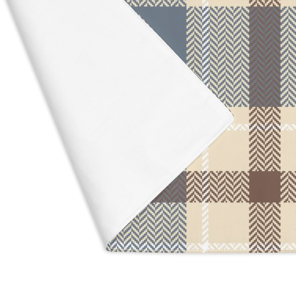 Lifestyle Details - Autumn Plaid Table Placemat - Brown & Blue - Front View