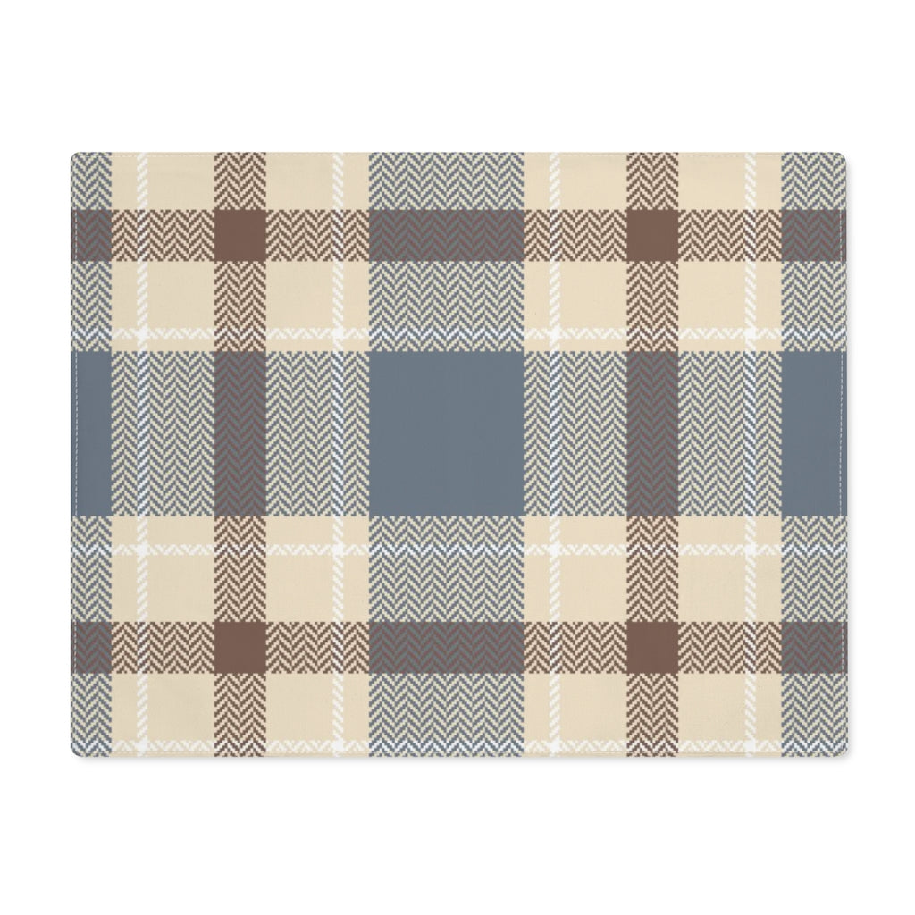 Lifestyle Details - Autumn Plaid Table Placemat - Brown & Blue - Front View