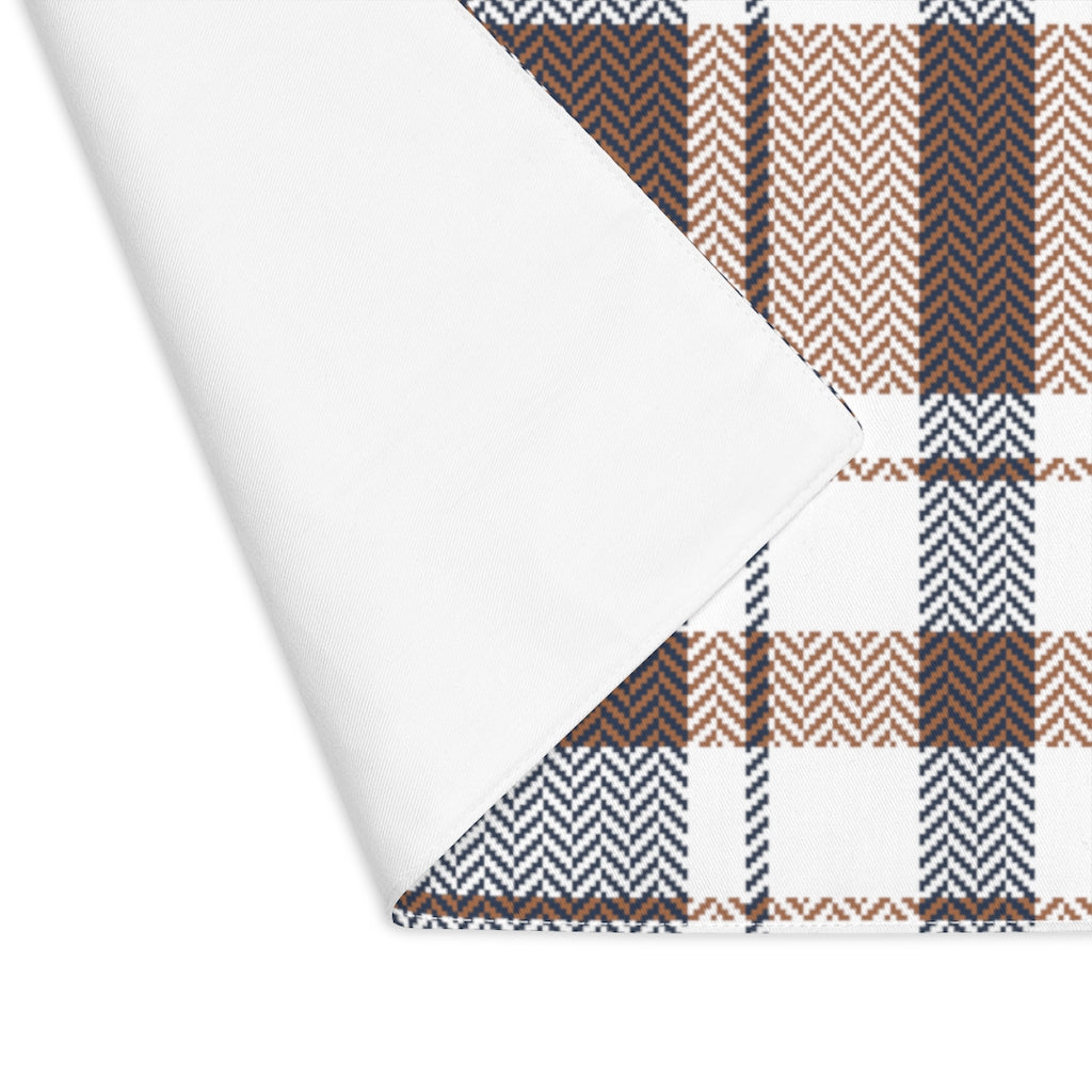 Autumn Plaid Table Placemat - Navy & Brown - Front View