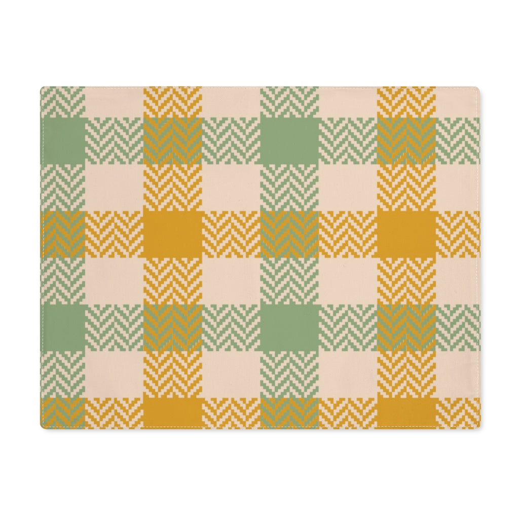 Lifestyle Details - Autumn Plaid Table Placemat - Orange & Green - Front View