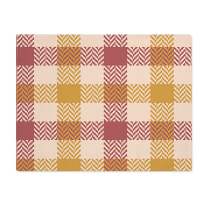 Lifestyle Details - Autumn Plaid Table Placemat - Red & Orange - Front View