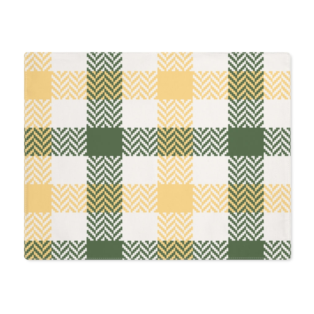 Lifestyle Details - Autumn Plaid Table Placemat - Yellow & Green - Front View