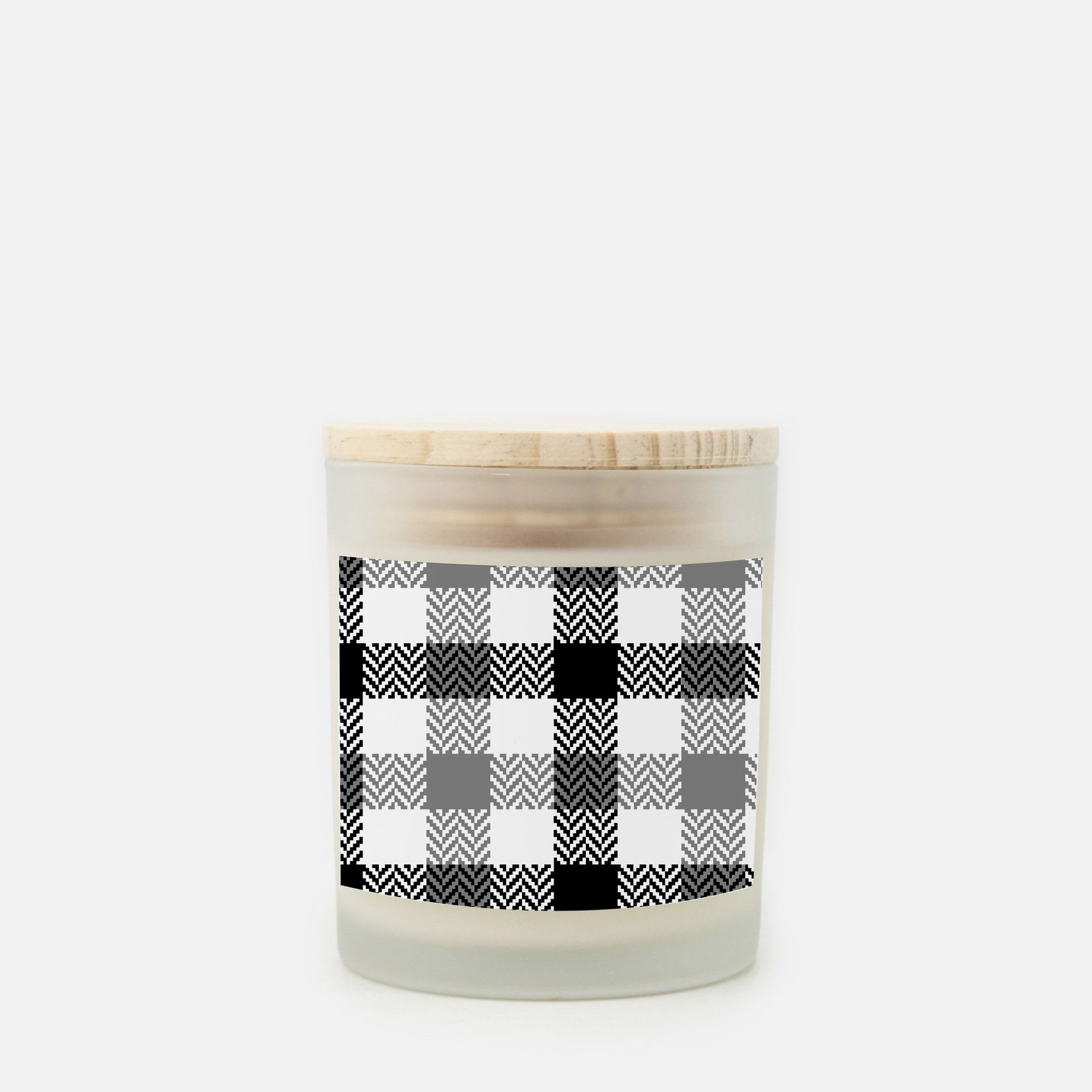 Lifestyle Details - Black & Grey Plaid Frosted Glass Candle - Cashmere Vanilla