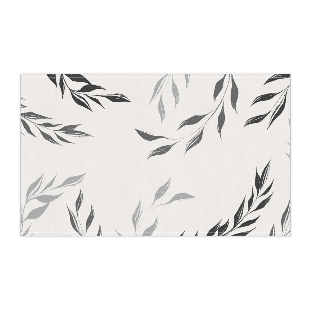 Lifestyle Details - Black and White Windy Leaves Kitchen Towel - Horizontal