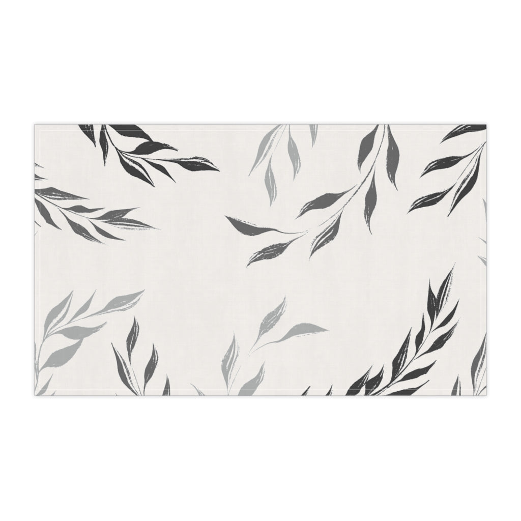 Lifestyle Details - Black and White Windy Leaves Kitchen Towel - Vertical