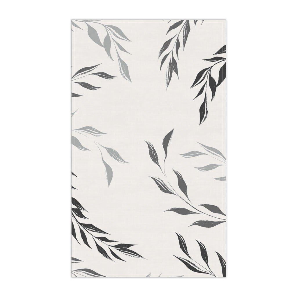 Lifestyle Details - Black and White Windy Leaves Kitchen Towel - Vertical