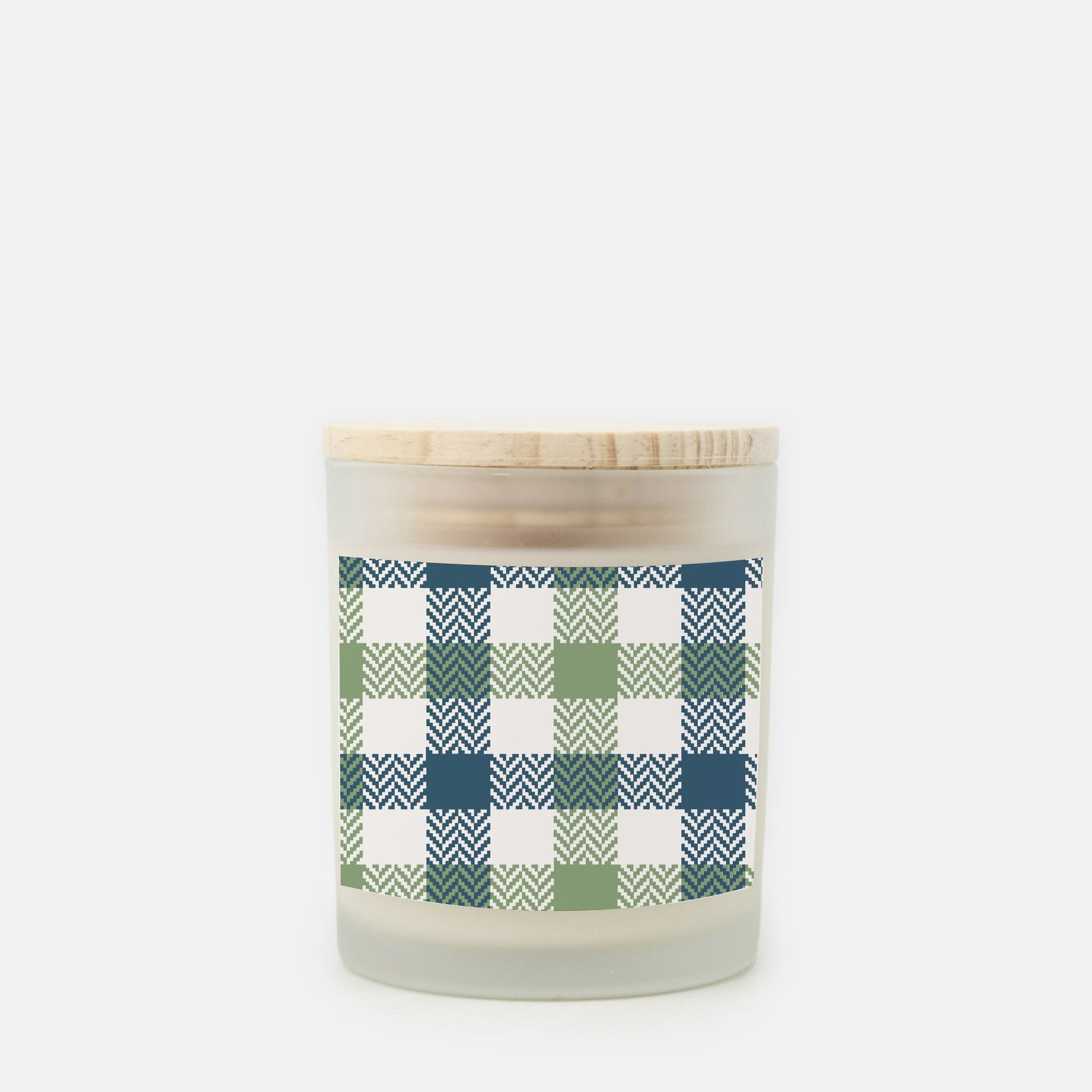 Lifestyle Details - Blue & Green Plaid Frosted Glass Candle - Cashmere Vanilla