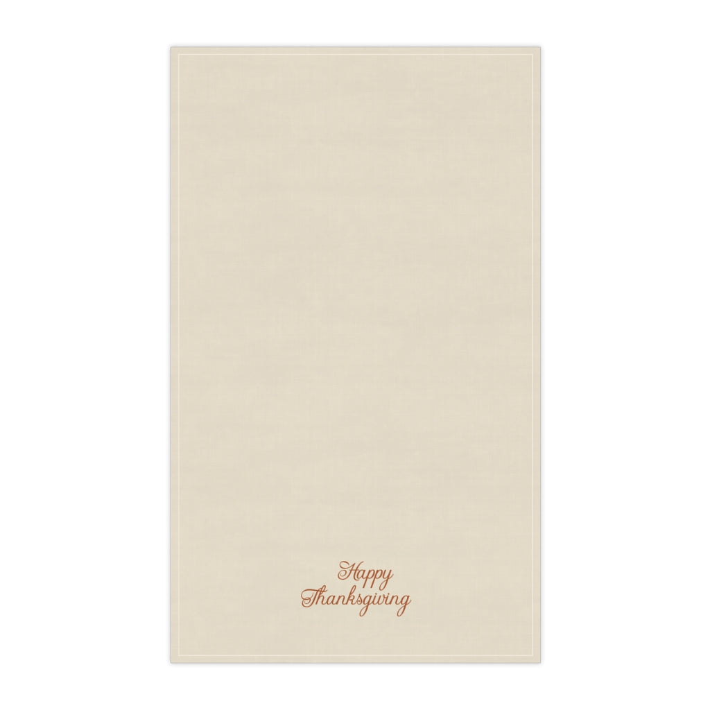 Lifestyle Details - Ecru Kitchen Towel - Happy Thanksgiving - Vertical