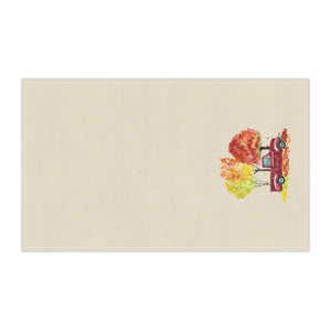 Lifestyle Details - Ecru Kitchen Towel - Red Rustic Autumn Truck with Trees - Horizontal