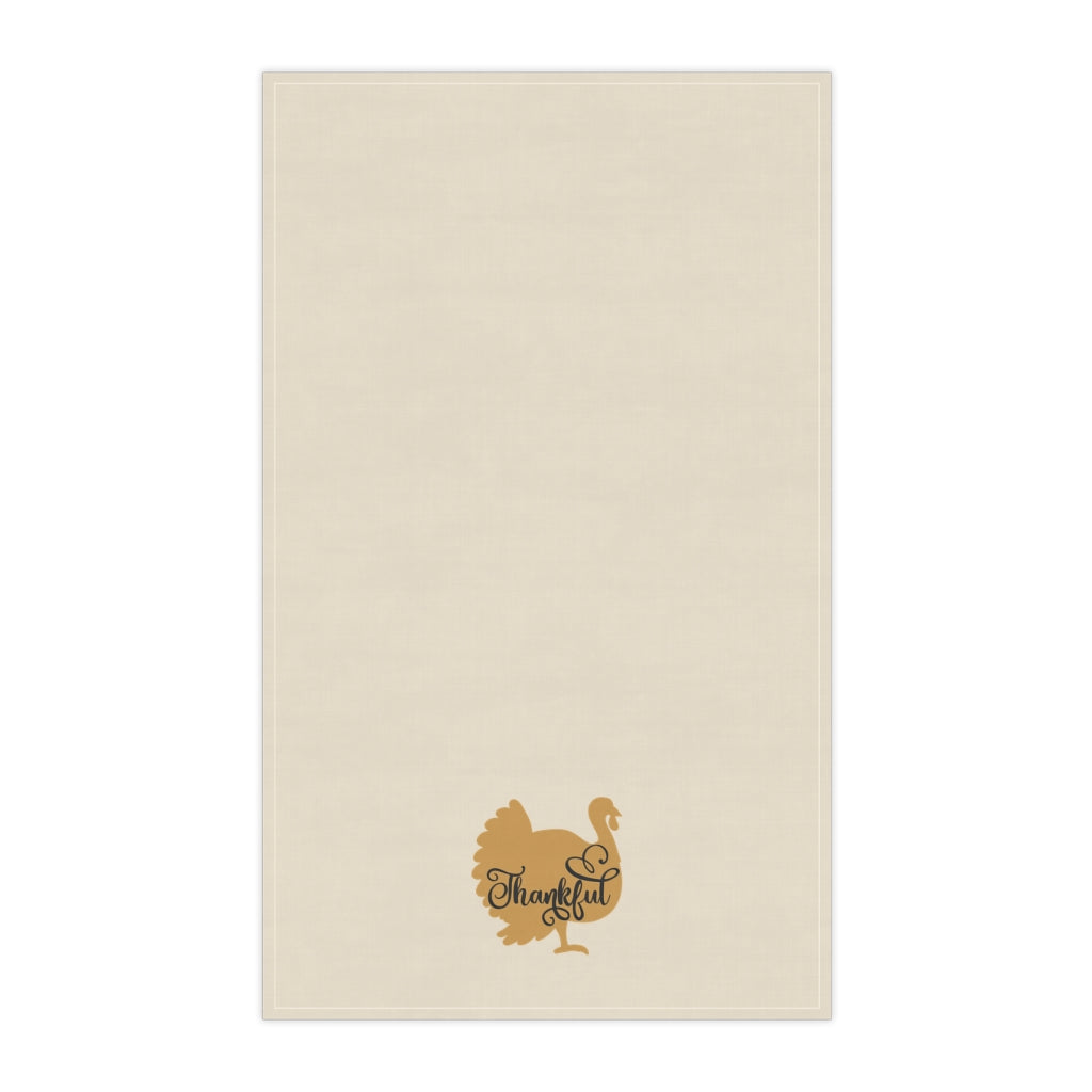Lifestyle Details - Ecru Kitchen Towel - Thankful Turkey in Apricot - Vertical
