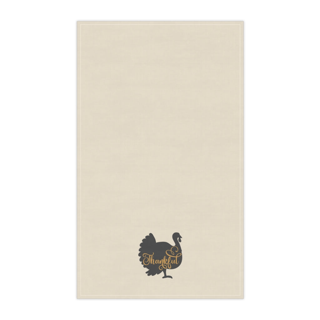 Lifestyle Details - Ecru Kitchen Towel - Thankful Turkey in Charcoal - Vertical