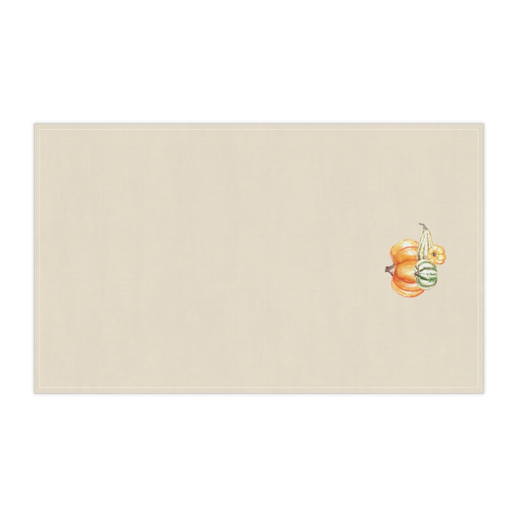 Lifestyle Details - Ecru Kitchen Towel - Watercolor Autumn Squash Arrangement - Horizontal