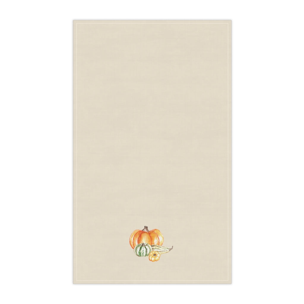 Lifestyle Details - Ecru Kitchen Towel - Watercolor Autumn Squash Arrangement - Vertical