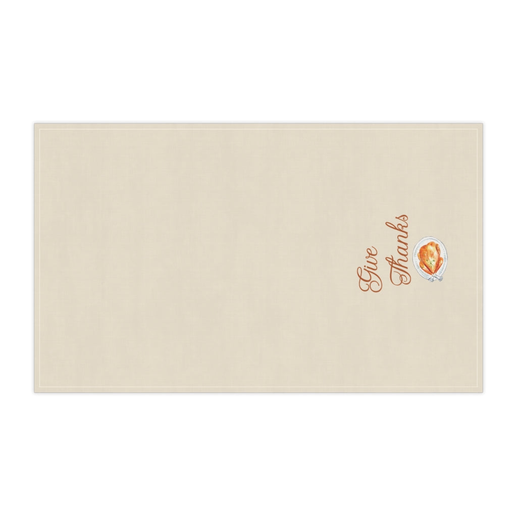 Lifestyle Details - Ecru Kitchen Towel - Watercolor Turkey - Give Thanks - Horizontal