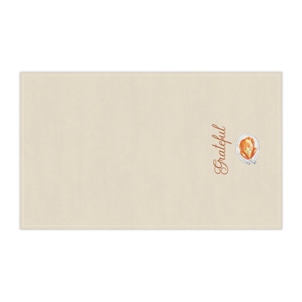 Lifestyle Details - Ecru Kitchen Towel - Watercolor Turkey - Grateful - Horizontal