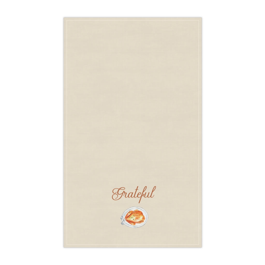 Lifestyle Details - Ecru Kitchen Towel - Watercolor Turkey - Grateful - Vertical